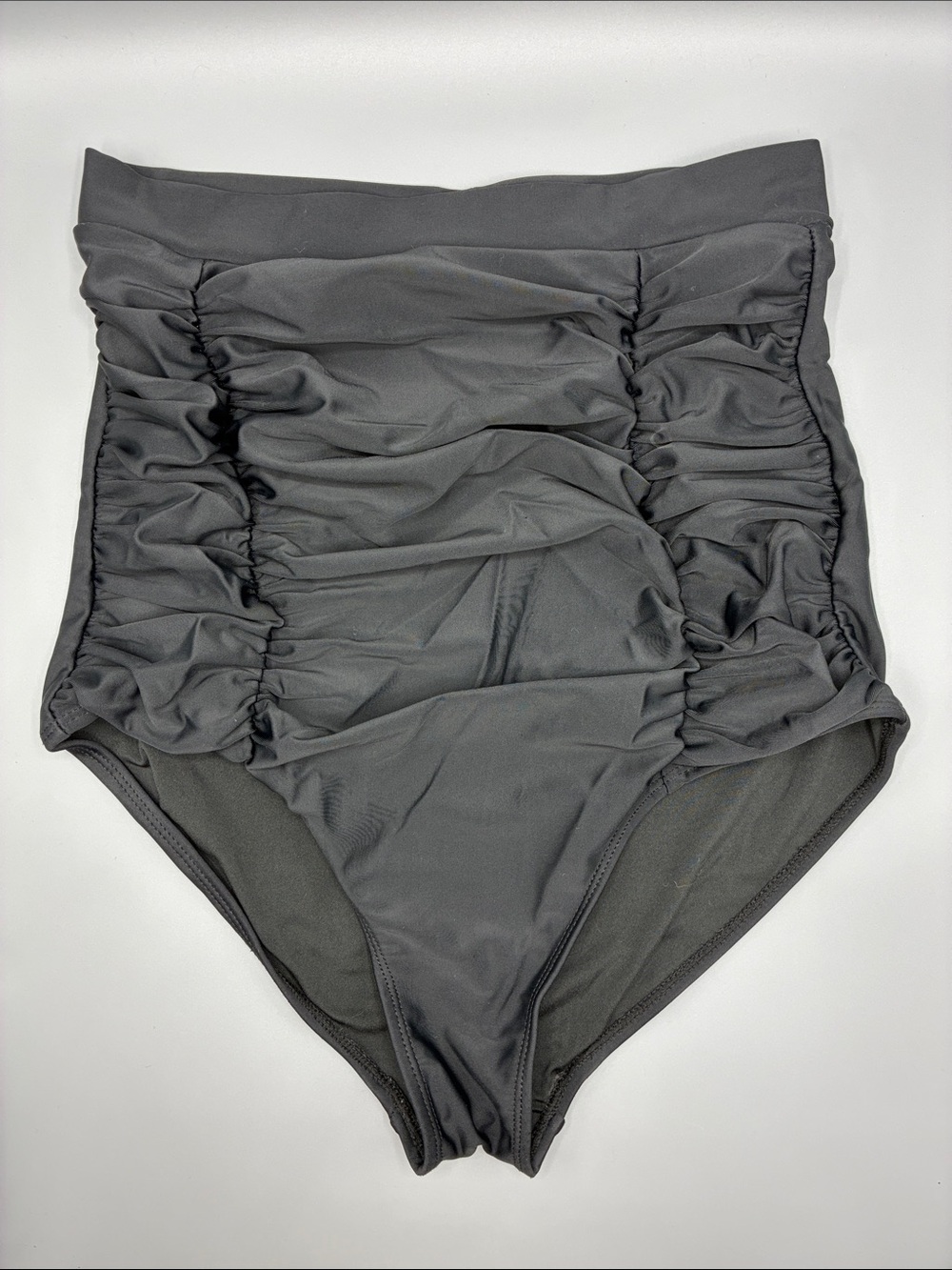 3/$10 Shapermint High-Waist Ruched Swim Bottoms — Black Small Empetur